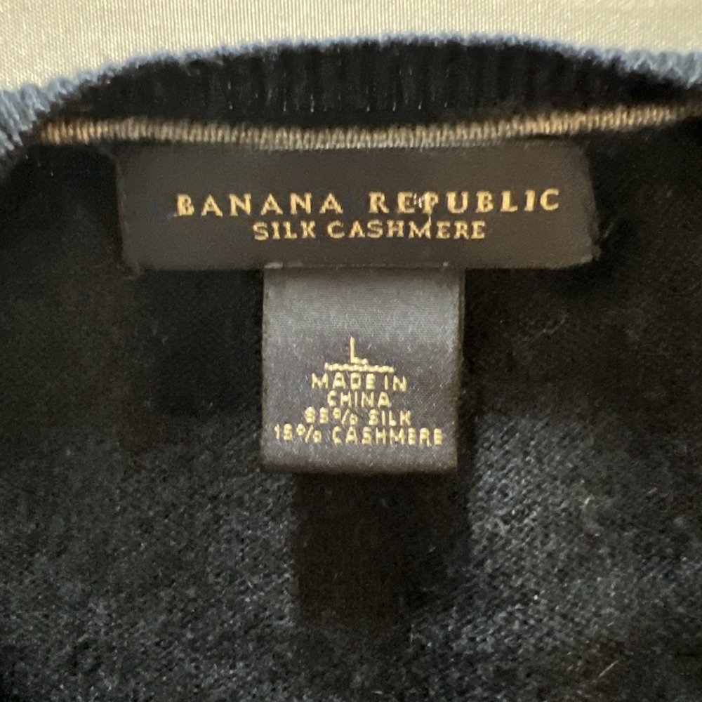 Banana Republic Mens Silk Cashmere V-Neck Sweater Navy Blue Large RN 54023 - Picture 4 of 10